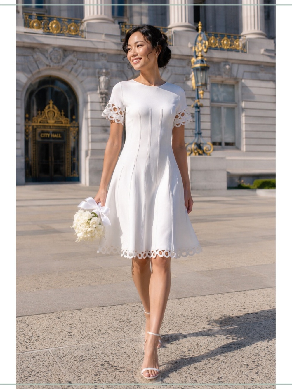 $2350 Oscar de la Renta Laser Cut Lace Trim Knit Runway Midi Dress